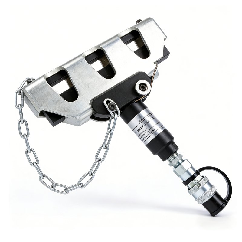 Battery hydraulic contact wire straightening tool angled product view