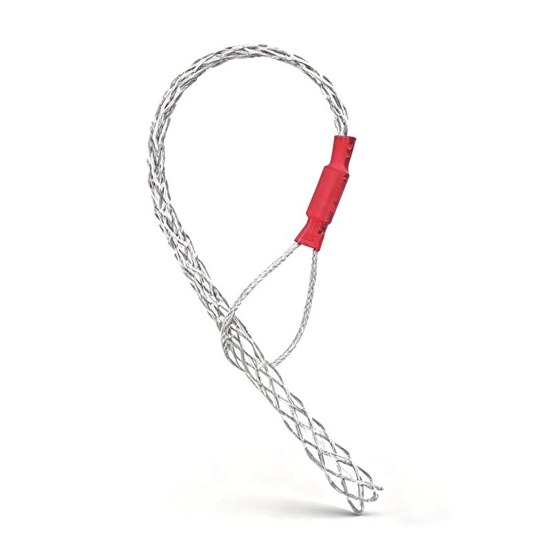 Diagonal product photo of a cable mesh grip showing the flexible woven body and compact pulling form.
