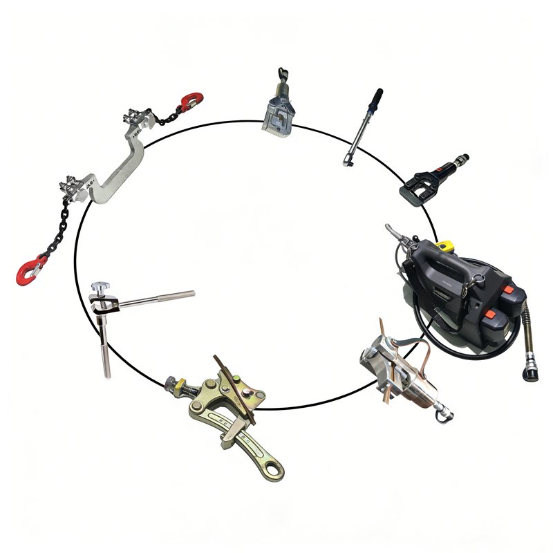 Portable main unit of Catenary Emergency Repair Kit with contact wire repair tools