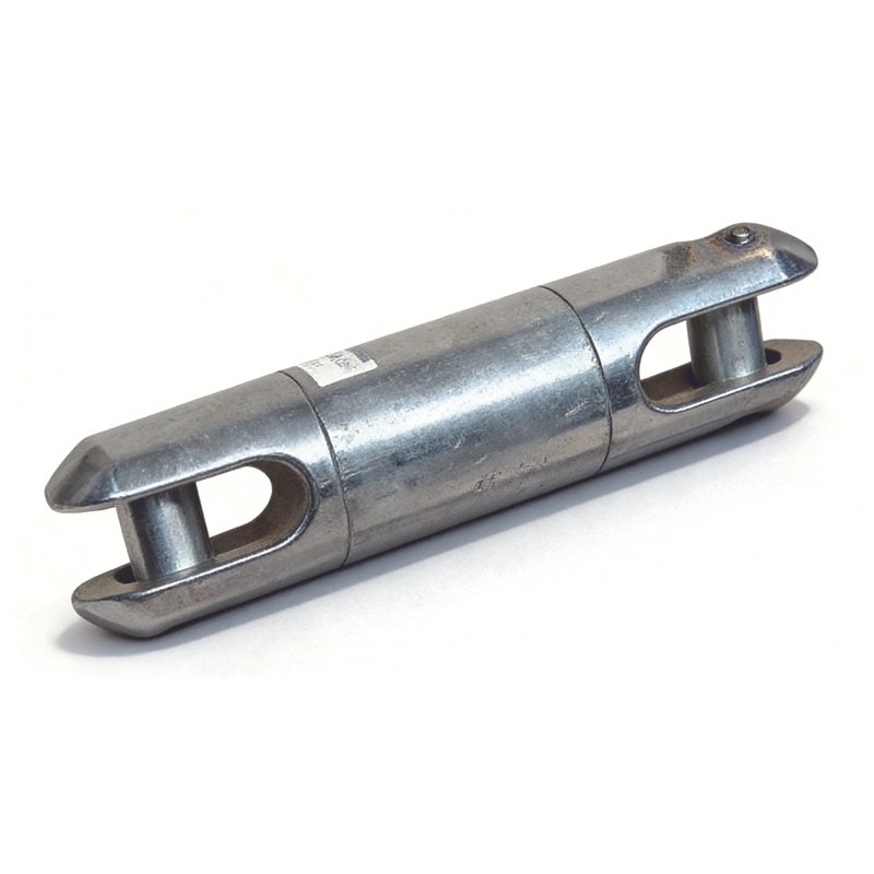 Product image showing the full body of a line pulling swivel with rotating center and forked ends.